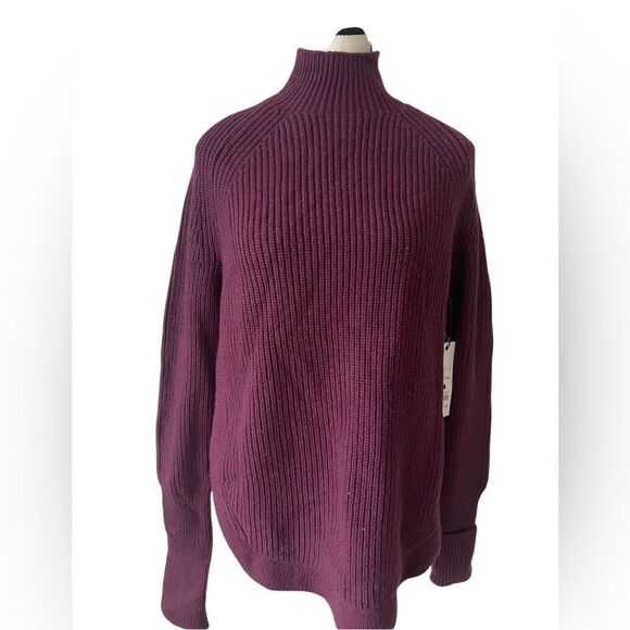 Treasure and Bond burgundy red wine knit mock turtleneck sz S cotton wool blend - Picture 1 of 7